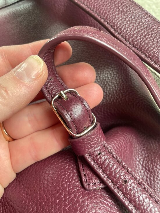 Draper James 100% Leather Pebbled Textured Lined Backpack Preppy Plum Purple main image 12